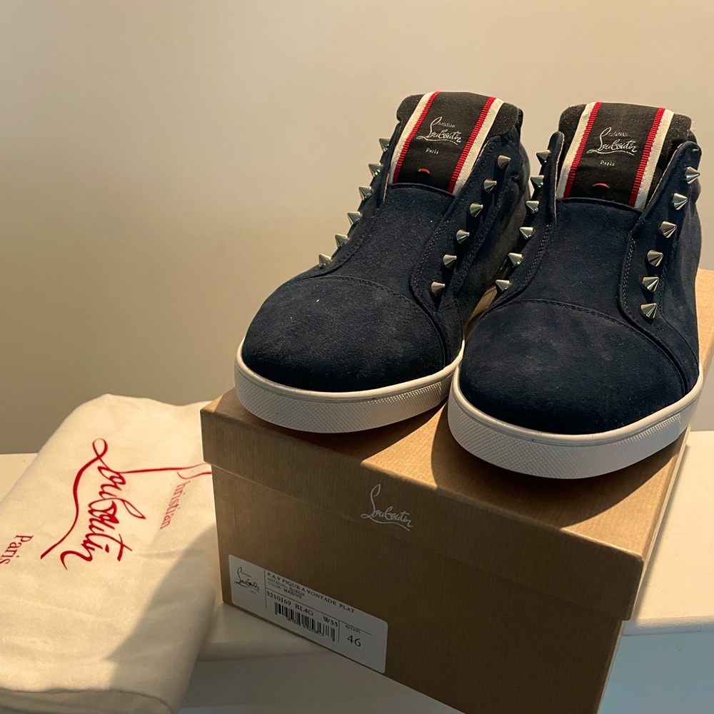 BRAND NEW! CHRISTIAN LOUBOUTIN F.A.V FIQUE VONTADE BLUE SUEDE SNEAKER